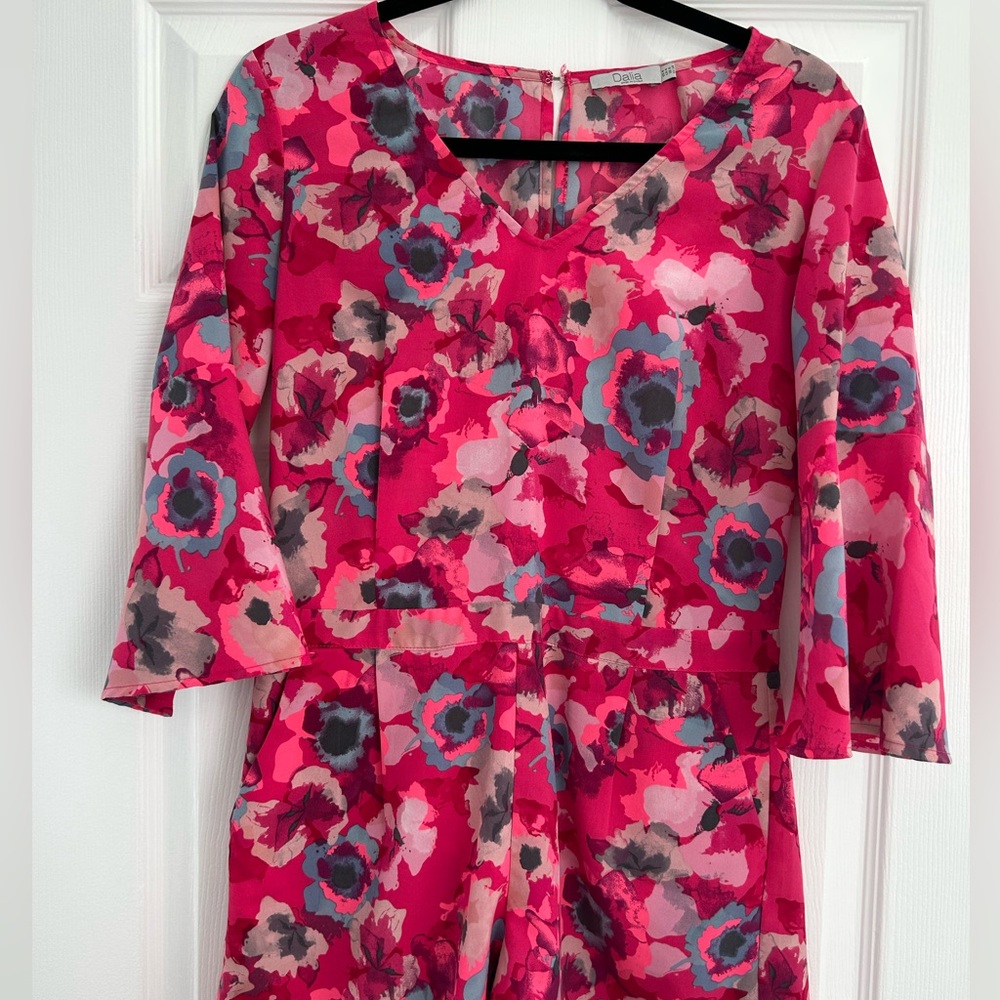 Dalia Pink and Gray Floral Romper